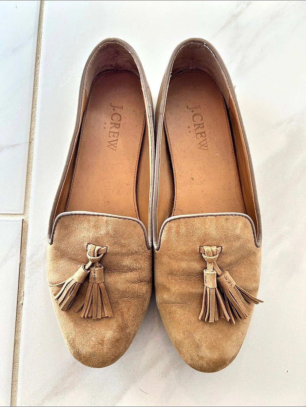 J.Crew Leather Tassel Loafers in Tan Brown Size 6.5